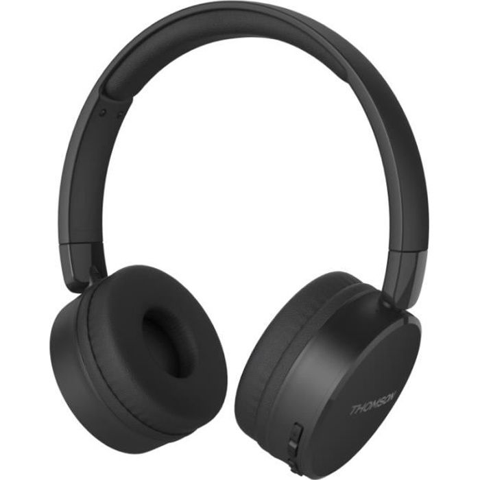 THOMSON 132518 - Casque WHP6011BT Bluetooth® - Supra-aural - Microphone intégré - Arceau rembourré - Enceinte 40mm - Noir
