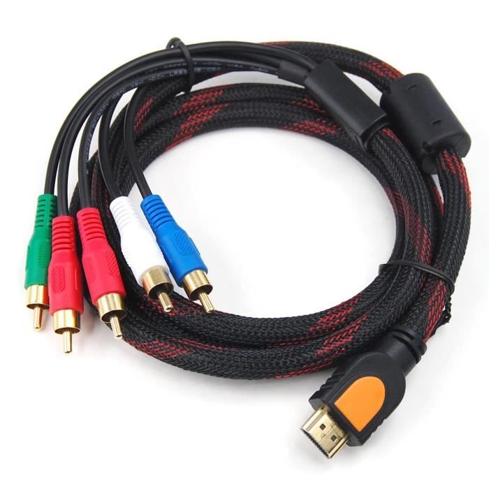 TRIXES câble audio et vidéo AV/HDMI mâle à 5 RCA RVB