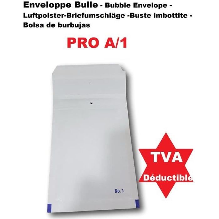 50 Petite Enveloppe a Bulles PRO A-1 100 x 165 mm dimension pochette intérieure type A1 matelassé blanche 120 x 175+ 50 mm extérieur