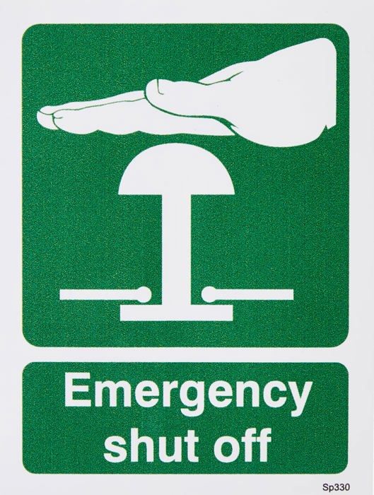 Stewart Superior Segnale Sicurezza 'Emergency Stop' 75x100 Cm, Adesivo In Vinile Per Interni, Rosso