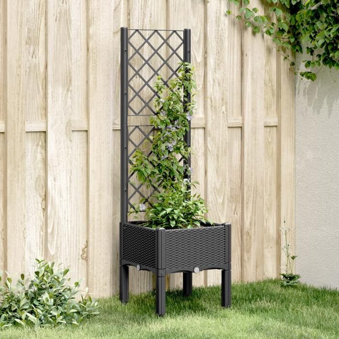 vidaXL Jardinière avec Treillis Lit Surélevé de Jardin Pot de Fleurs Bac à Plantes Boîte de Plantation Patio Terrasse 367918