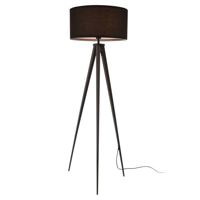 Lampadaire lampe à pied avec abat-jour tripode métal et tissu 153 cm noir 03_0002434 Lampadaire lampe à pied avec abat-jour tripode métal et tissu 153 cm noir 03_0002434