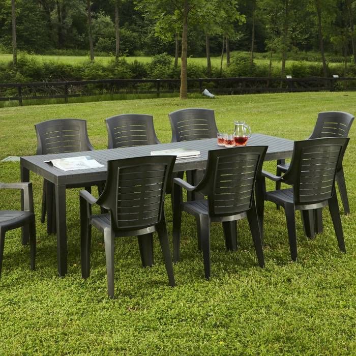 Table dextérieur Dmica - Dmora - En PVC - Anthracite 220x90h72 cm Table dextérieur Dmica - Dmora - En PVC - Anthracite 220x90h72 cm