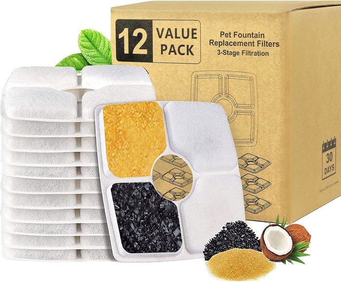 Meilleurs prix pour 12 Pices Filtre Fontaine Chat Carr Filtre Fontaine Eau Chat Filtres Contiennent du Charbon Actif et  Animalerie < Chat < Gamelle et