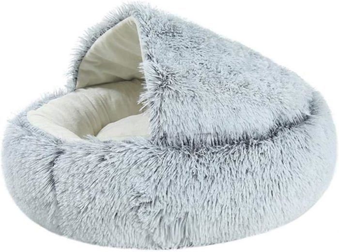 Comparer les prix de Panier en peluche pour animaux de compagnie panier chaud semi-fermé en forme de beignet pour chien et chat lit pour chat et chien