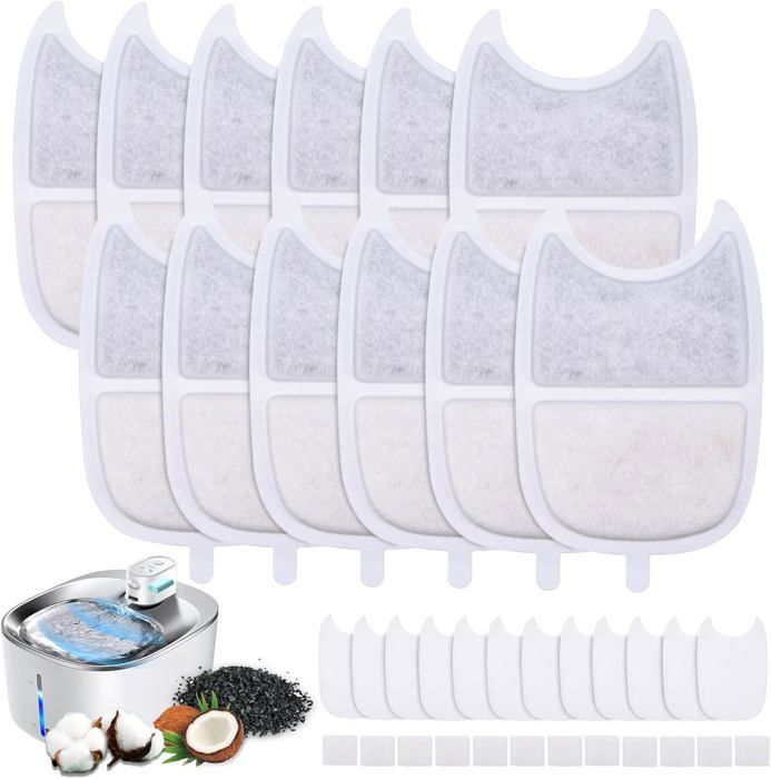 Meilleurs prix pour 12Pcs Filtre Fontaine Eau ChatFiltre Fontaine a Eau Chat avec Filtre à Charbon Actif 12PCS et Filtre à Mousse 24pcsAccessoires