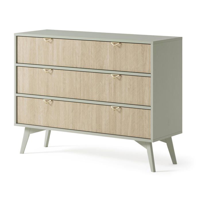 Commode - Eucalyptus - 3 Tiroirs - Style Scandinave - 106 x 80 x 38 cm - Montage Facile