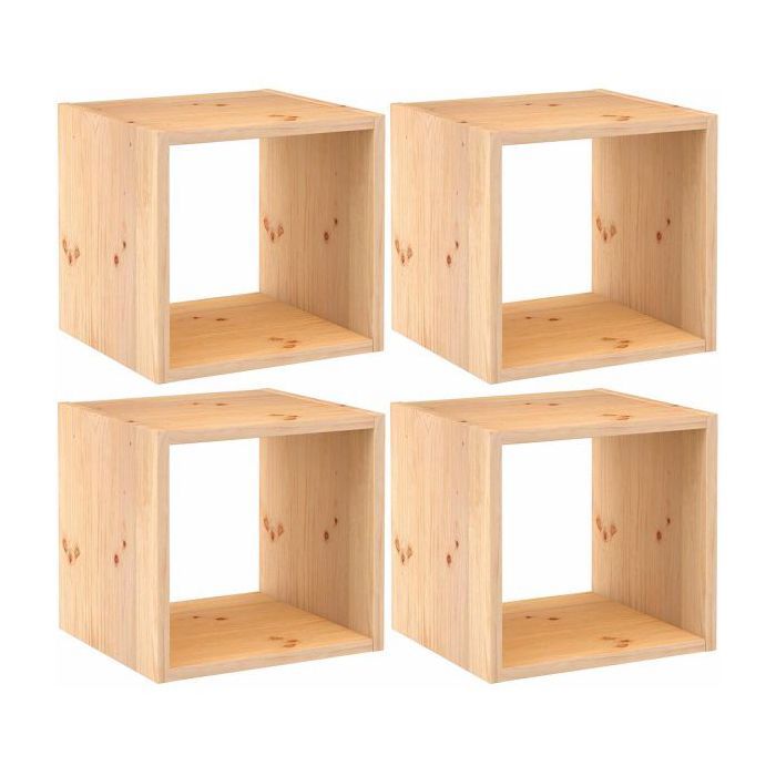 Cube de rangement en pin massif Dinamic Lot de 4 - Cdiscount Maison