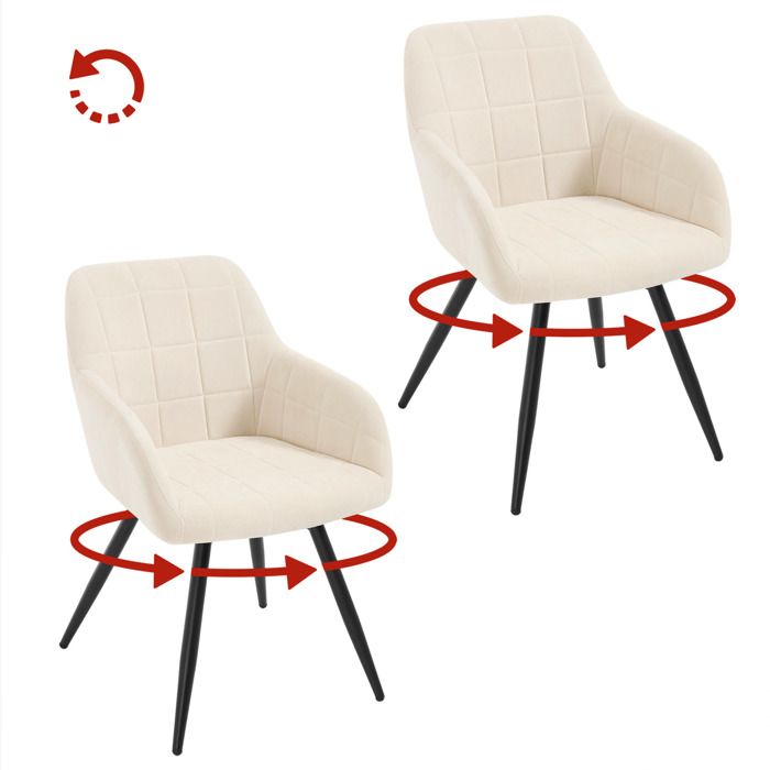 WOLTU Chaise Pivotante Salle à Manger Lot de 2 Fauteuil Velours Pieds en Métal pour Salon Chambre Beige W0ATT1012-2 WOLTU Chaise Pivotante Salle à Manger Lot de 2 Fauteuil Velours Pieds en Métal pour Salon Chambre Beige W0ATT1012-2