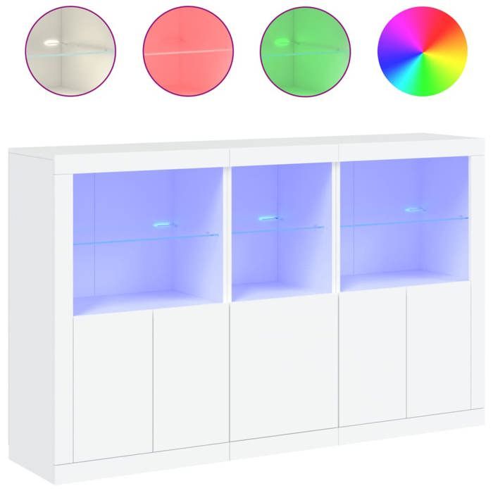 Buffet bas - CLOUD - avec lumières LED - blanc 162x37x100 cm - J3662