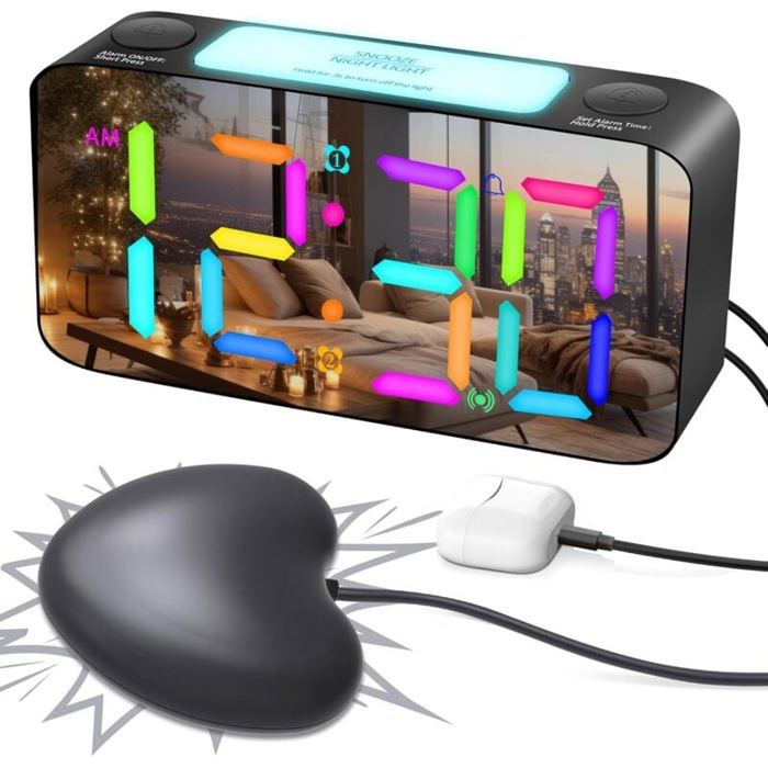 CLOCKY Réveil Matin Roulant Forte Sonnerie Puissant Gros Dormeurs Reveil pour Sourd Tres Bruyant Chambre Adulte Enfant Adolescent Reveil LED Roule Saute Cadeau Amusant (Lavendel