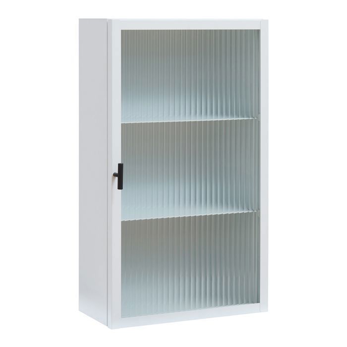 Armoire murale Zundert avec porte en verre strié 60 x 35 x 15 cm acier blanc Armoire murale Zundert avec porte en verre strié 60 x 35 x 15 cm acier blanc
