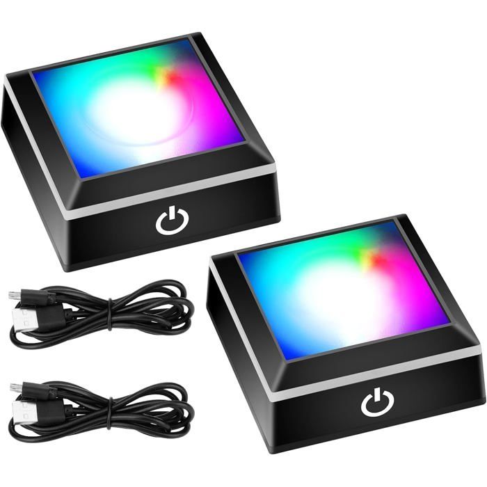 Base Lumineuse LED pour Cristal 2PCS Support Éclairé Changeant de Couleur pour Ornements en Verre - LAMPE A POSER