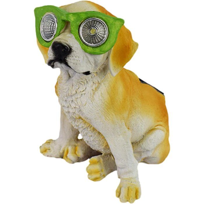Lampe Solaire de Jardin en Forme de Chien - Statue Décorative de Jardin