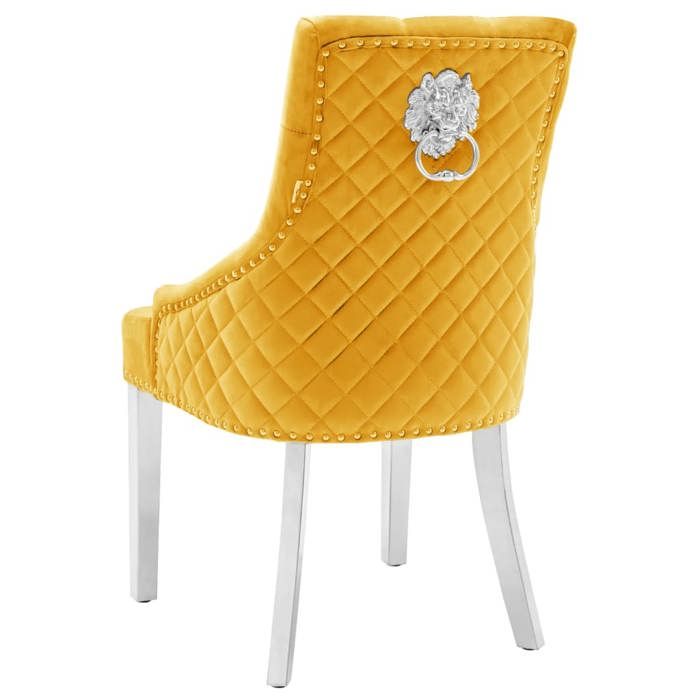 Jaune Chaises de cuisine/bar - SOLOMON -[lot de 2] - Pour 2 personnes - jaune velours CCC1118