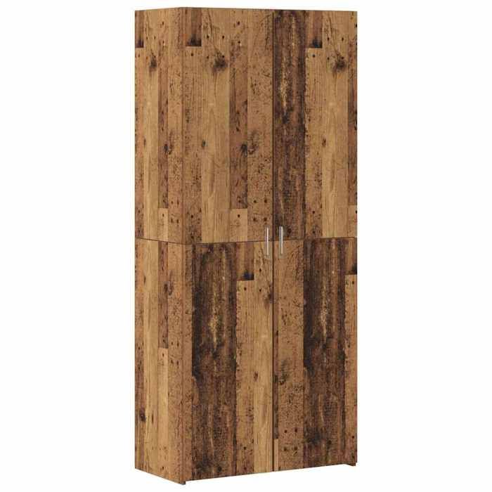Haut armoire en bois dingénierie - GKO - 40x42.5x185 cm - Bois ancien - Avec porte - Assemblage requis - Style rustique