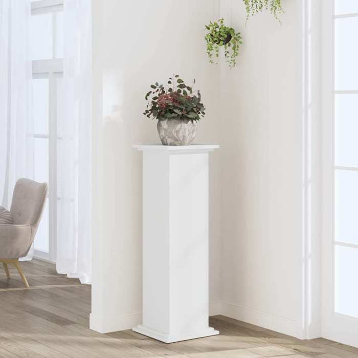 Support pour plantes en bois dingénierie - vidaXL - Blanc - 33x33x100 cm - Capacité 60 kg - Usage intérieur