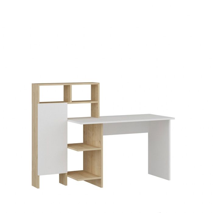 Bureau en bois Bugra - 60 x 70 x 73 cm - Blanc Chêne