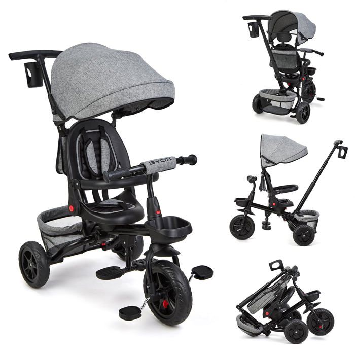 Poussette Noir évolutive Poussette 3 En 1 Reenborn - Siège Réversible - Cadre Aluminium