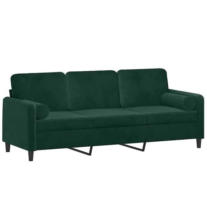 SHELL© SOFA-Canapé salon - 3 places - (par siège) : 110 kg - oreillers - vert foncé 180 cm velours C4276