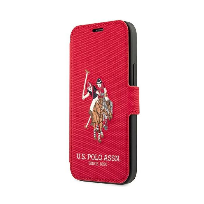 Étui à rabat - U.S. POLO ASSN. - iPhone 12 - Broderie logo - Rouge - Plastique durable