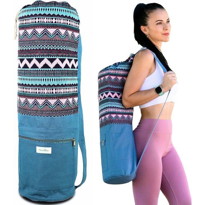 Housse Tapis Yoga Avec Poche Sac Pour Matelas Pilates ou Gymnastique Léger Spacieux et Pratique Bleu