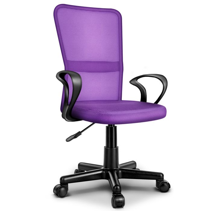 TRESKO® Chaise Fauteuil siège de Bureau ergonomique Violet avec accoudoirs Siège Pivotant Réglable 32-45cm Lift SGS contrôlé