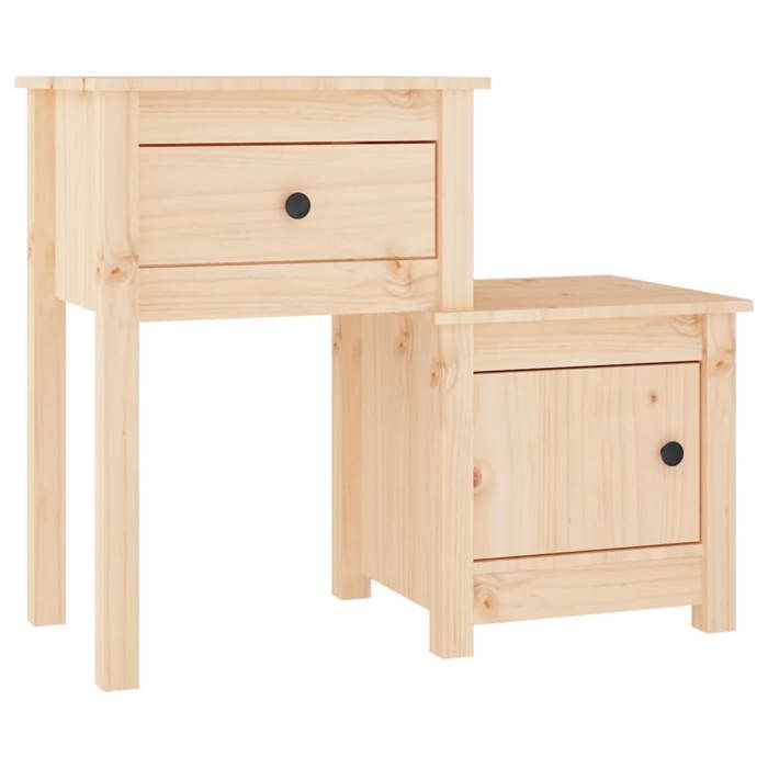 {Brun}Table moderne - Tables de chevet - Lot de 2 - 79 5x38x65 5 cm Bois de pin massif - Cadre robuste_11129