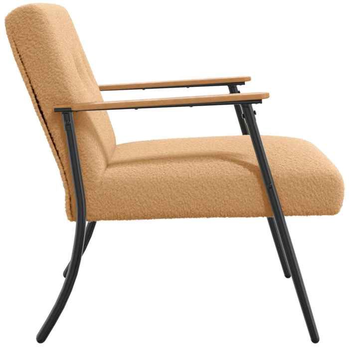 Confortable Fauteuil simple pour salon bureau chaise relax Beige Tissu ressemblant à de la laine bouclée__27860