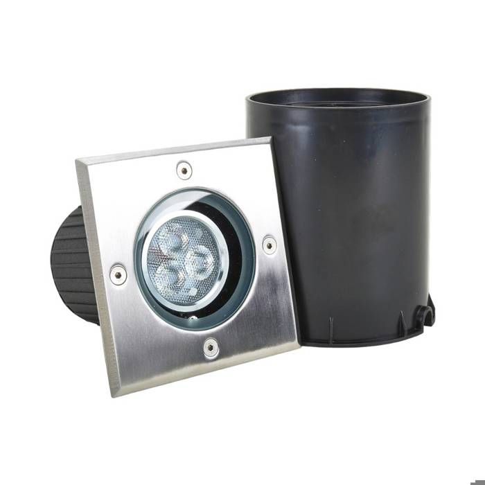 Spot encastrable de sol extérieur ampoules LED - Lucande - spot de sol étanche - Acier inoxydable - 12 5 x 12 5 x 14 5 cm - acier