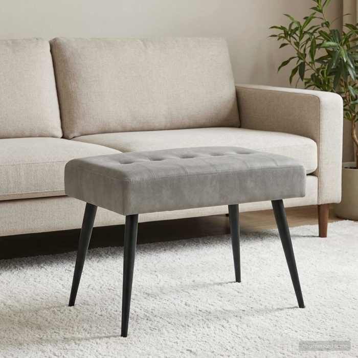 Meuble de couloir - Banc avec capitonnage bouton - Gris clair - 60x40x45 cm Velours - design élégant - pour maison(47106）