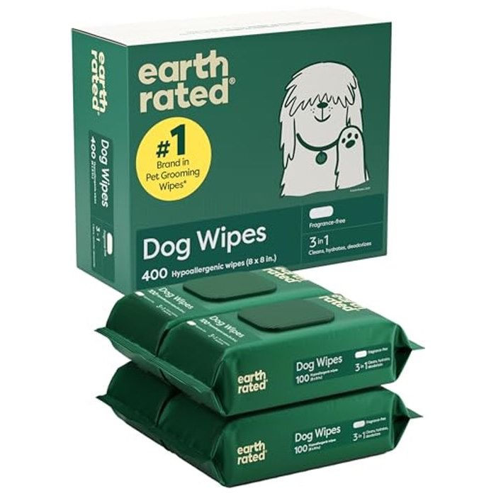 Lingettes hypoallergéniques pour Chiens nettoyantes et Anti-odeurs pour Pattes Corps et arrière-Train parfaites pour Chiots