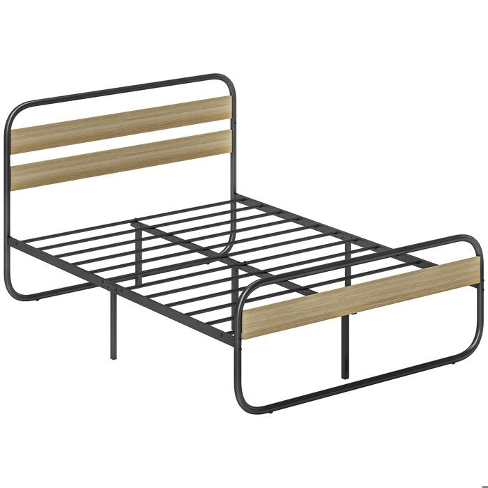 Cadre de lit double – Style industriel acier et bois 320 kg – Pour chambre à coucher – 140x190 cm Noir