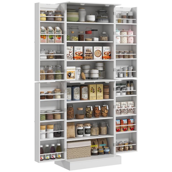 Armoire de cuisine buffet cuisine - HOMCOM - placards étagère réglable et porte-épices - 60 x 35 x 166 cm - blanc Armoire de cuisine buffet cuisine - HOMCOM - placards étagère réglable et porte-épices - 60 x 35 x 166 cm - blanc