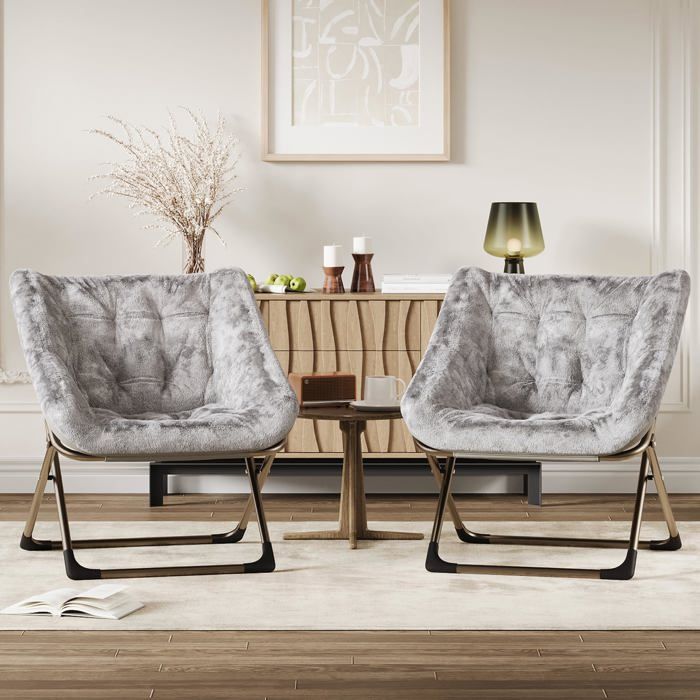 Chaise confortable pour adultes salon dortoirs chaise de lecture flexible pour adolescents (2 pièces gris)