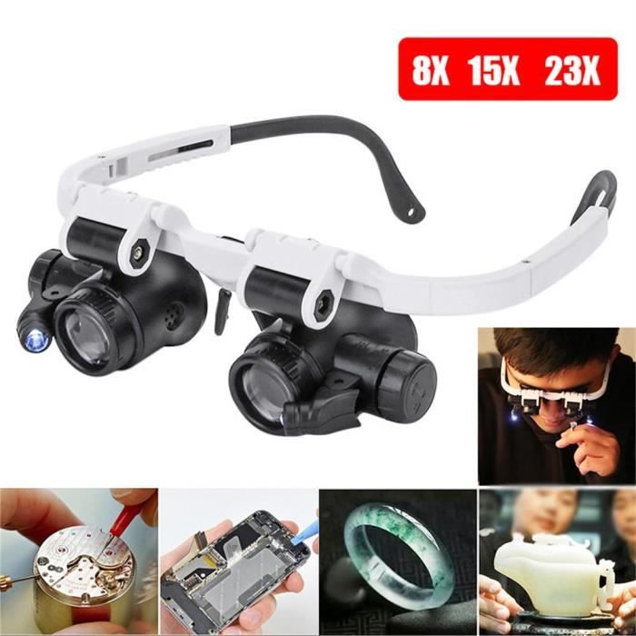 Casque Loupe 8X Avec Éclairage LED - Pour Réparation Montres, Bijoux, Électronique - Neuf