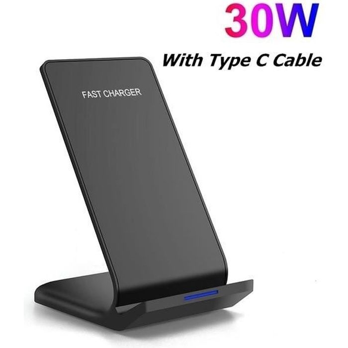 30W Type C - chargeur sans fil rapide , support de charge à Induction pour Samsung S10 S20 S21, station de ch
