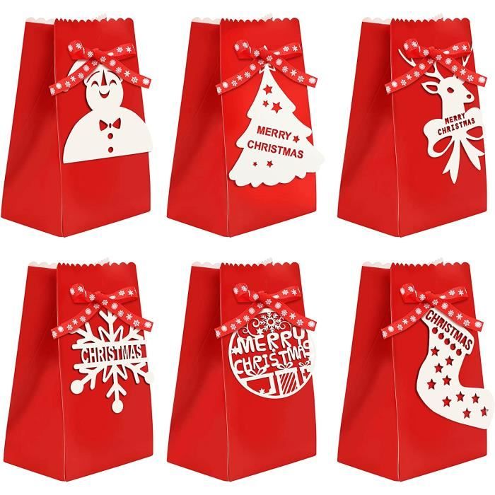 24SacsSacs Cadeaux en Papier pour Noël, Cadeaux de Noël en Kraft