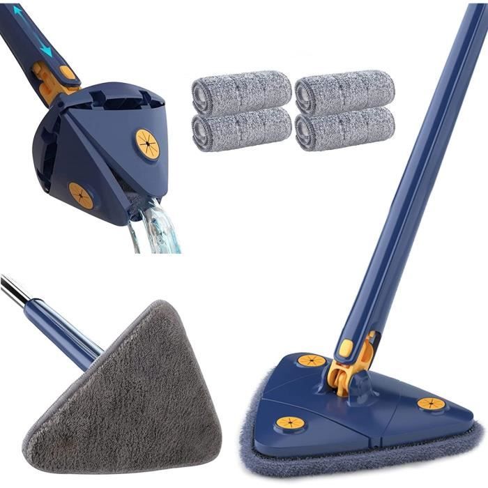 Nettoyage Multi-surfaces Balai Triangulaire ZEBROAU 180° - Poignée Télescopique 55-90cm, Tête Microfibre Pour Sols, Murs Et Vitres Nettoyage 180