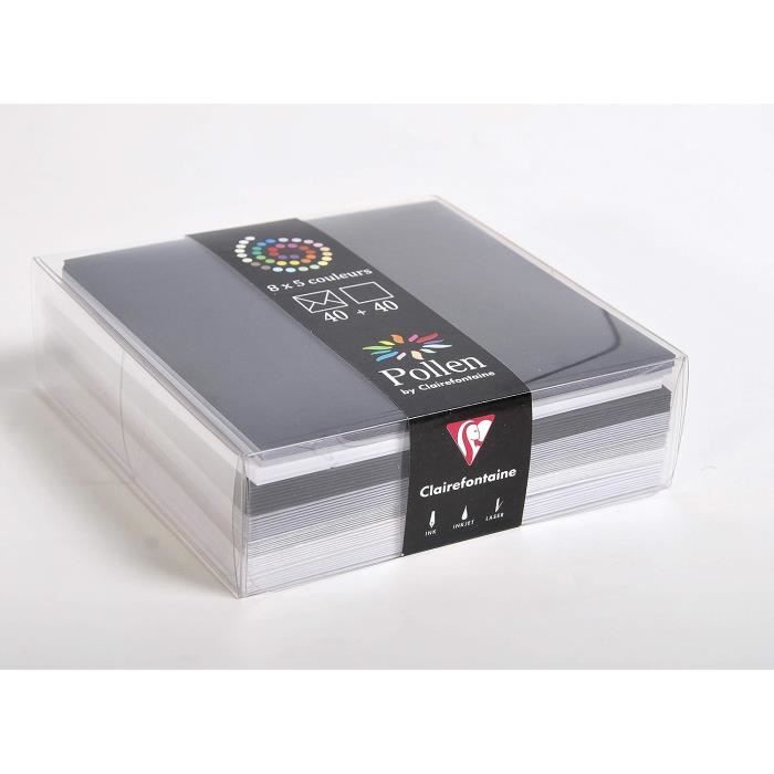Coffret Clairefontaine - 40 Enveloppes Et 40 Cartes Été - 5 Couleurs - Pollen