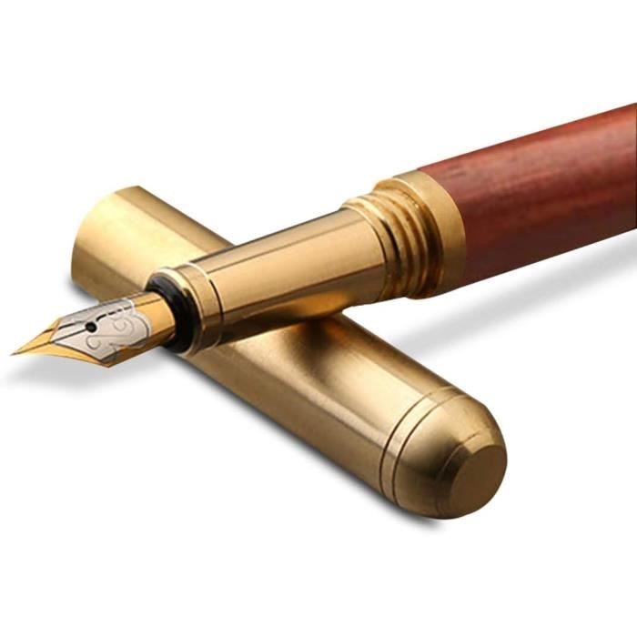 Stylo Plume Art Déco Effet Bois Et Métal - Neuf Sans Emballage - Avec Housse