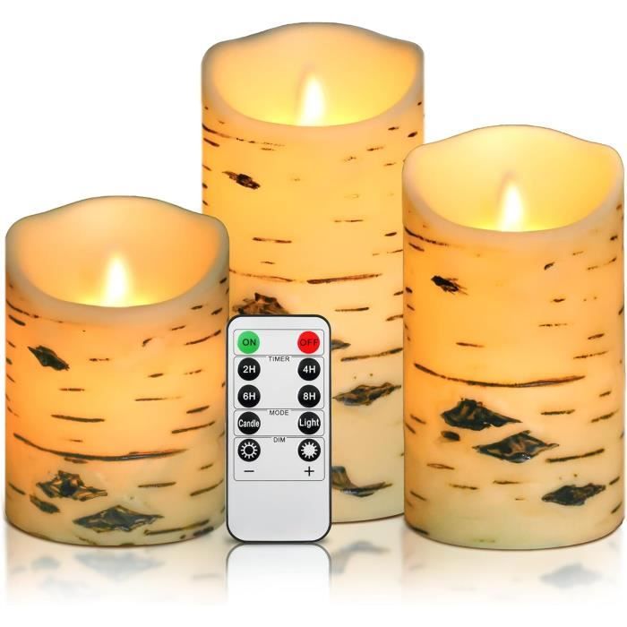 OSHINE Plastique Sans Flamme Bougies, 2pcs Ivoire, Colonne