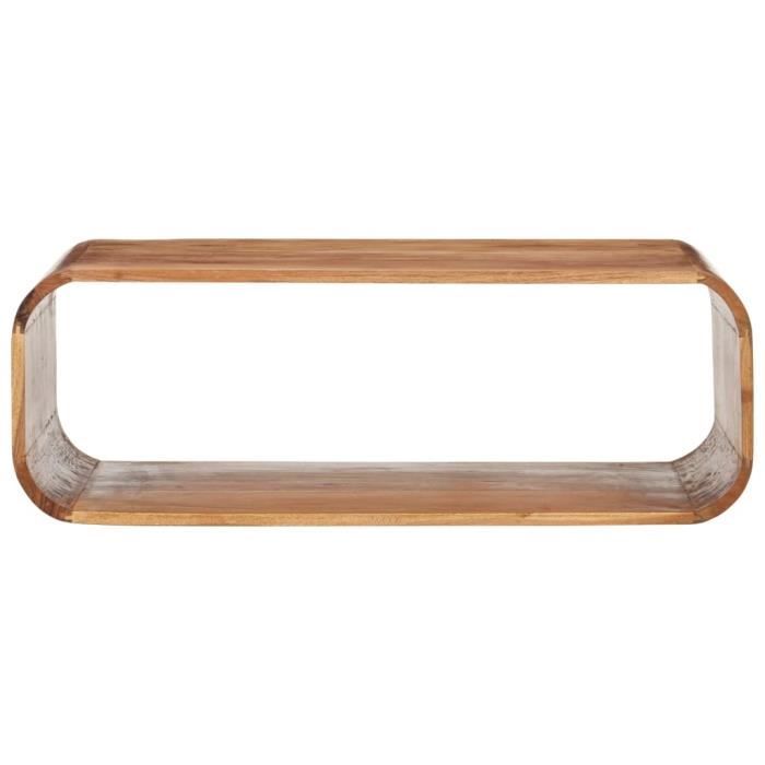 Table basse - Bois dacacia massif - Vintage - Rectangulaire - Avec étagère de rangement