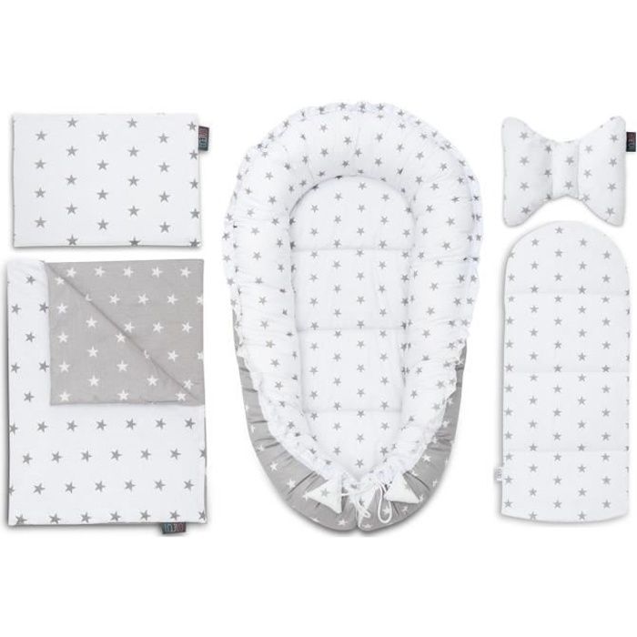 Lajlo Ensemble Lit Bebe 5 Pieces Cocon Matelas Oreiller Papillon Oreiller Plat Couverture Confortable Lavable Nuit Etoil Cdiscount Puericulture Eveil Bebe