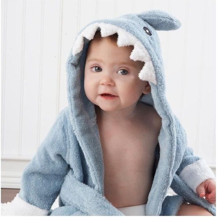 Peignoir Serviette Sortie De Bain Couverture Unisexe Pour Bebe Mignon Requin Bleu Cdiscount Puericulture Eveil Bebe