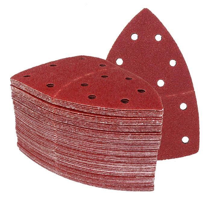 Prio Triangles De Ponçage 50 Pièces Grain 150 - 105x152mm 11 Trous Pour Ponceuses Multifonctions