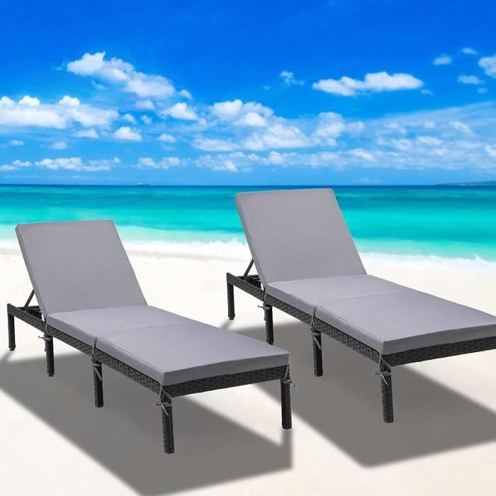 Lot de 2 Chaises Longues de Jardin, chaises Longues de Plage, avec