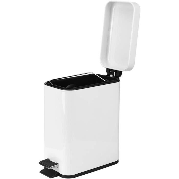 Poubelle à Pédale Salle De Bains HOHAOO - 6L Acier Inoxydable - Fermeture Douce Et Silencieuse