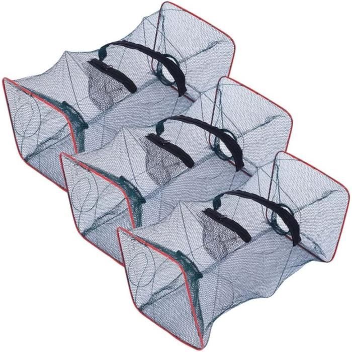 Piège à Poissons Pliable 6 Entrées – Filet Portable Pour Crabe, Écrevisses, Crevettes, Vairons Et Petits Poissons En Rivière Ou Mer