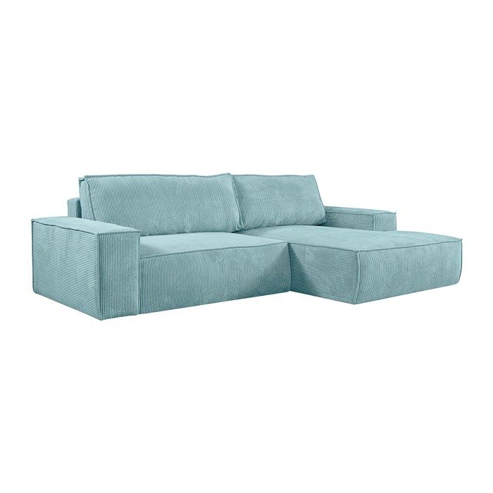 Canapé dangle droit convertible en velours côtelé bleu turquoise AMELIA